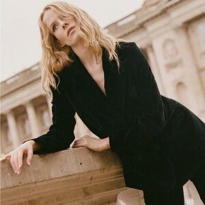 NWT Doen Heirloom Duccio Black Velvet Blazer , size XS